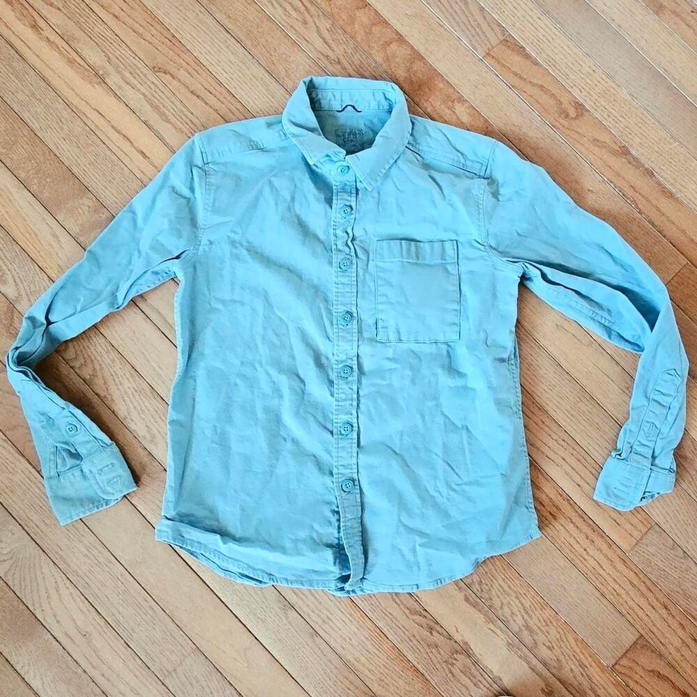 Topo Designs green blue utility long sleeve button-up shirt in size M